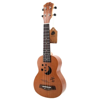 Sopranas Ukulėle 21 colio Sapele Star Modelis Ukulėle 4 Nailono Stygų Havajai Mini Gitara Uke Fingerboard Raudonmedžio Ukelele Muzika