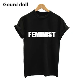 2020NEW FEMINIZMO Laišką marškinėliai moterims harajuku O-Kaklo trumpomis Rankovėmis vasarą femme Juoda/Balta tumblr Moterų marškinėliai moterims tumblr