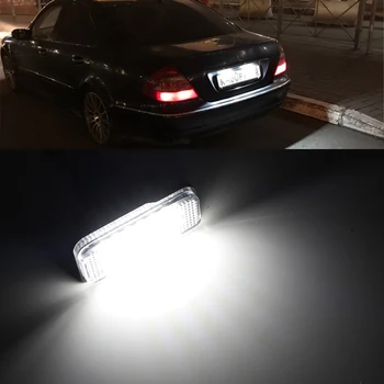 2X Automobilių Licenciją Plokštelės šviesos 12V LED Numeris numerio ženklo Žibintas, Skirtas Mercedes Benz C W203 5 Durų E W211 CLS W219 SLK R171 Auto Signalas Šviesa