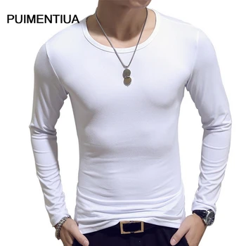 Puimentiua vyrų Slim streetwear V-kaklo marškinėliai vyriški viršūnes atsitiktinis sporto viršūnės ir T-shirt retro balta ilgomis rankovėmis megztinis