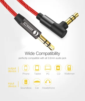 Audio Laidas 3.5 mm Aux Laidus Aukso chromu padengtas 3,5 mm jack audio kabelis Automobilių Ausinių MP3/4 Telefono Garsiakalbį Papildomas Kabelis