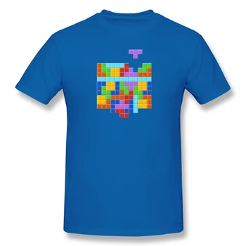 Tetris Kišenėje T-Shirt Juokinga Tees O Kaklo Medvilnės Tetris Drabužius Humoro Marškinėliai