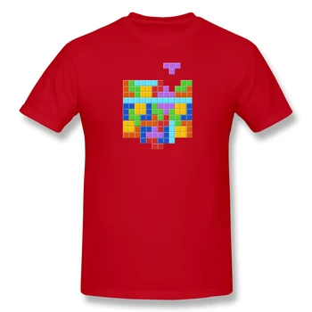 Tetris Kišenėje T-Shirt Juokinga Tees O Kaklo Medvilnės Tetris Drabužius Humoro Marškinėliai