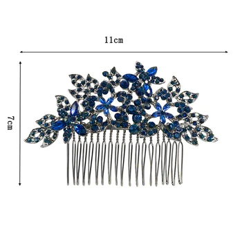 Vintage Blue Navy Kristalų Vestuvių Šukuosena Kalnų Krištolas Gėlių Nuotakos Plaukų Šukos Moterų Prom Plaukų Aksesuarai