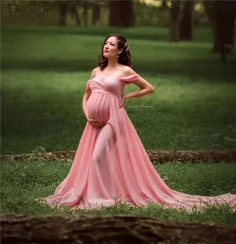 Ritininės Atidaryti Šifono Motinystės Ilga Suknelė Už Nuotrauką Šaudyti Nėštumo Fotografija Maxi Suknelė Przybornik