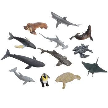 12pcs Vandenyno Jūros Gyvenimo Modeliavimas Gyvūnų Modelio Agregatai, Ryklių, Banginių, Vėžlių, Krabų Delfinų Veiksmų Žaislas Duomenys Vaikams mokomieji Žaislai