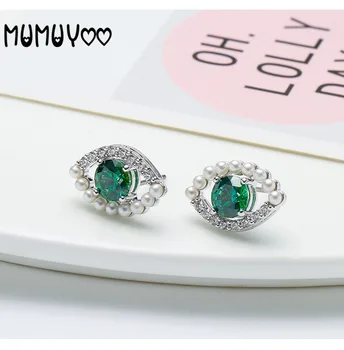 Aukštos kokybės mados populiarus pearl kristalų auskarai green crystal eye auskarai green magic eye auskarai