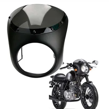 Universalus Motociklas Retro Priekinių Žibintų Lauktuvės Windsn Prekinis, Galinis Stiklo Dangtelis Juodas