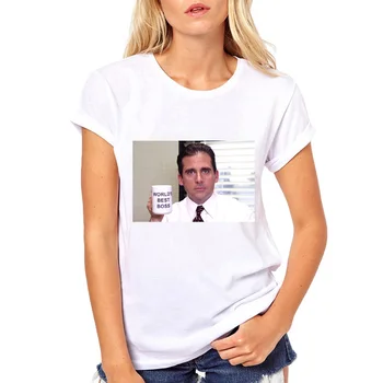 Biuro Michael Scott Marškinėliai Moteris Atsitiktinis Balta TShort Rankovėmis T-Shirt Serijos dramos Cool Merginos