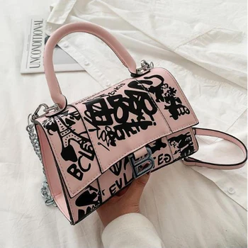 Moterų Grafiti PU Odos Crossbody krepšiai Tendencija Dizaineris maišą Mados Moterų Pečių krepšys 2020 m.