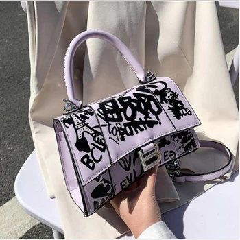 Moterų Grafiti PU Odos Crossbody krepšiai Tendencija Dizaineris maišą Mados Moterų Pečių krepšys 2020 m.