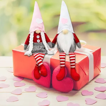 Romantiška Valentino Dienos Dovana Gnome Nykštukai Rudolph Pliušiniai Žaislai Beveidis Lėlės Vestuvių Dekoravimas Didelis Barzda Valentino Papuošalai 2vnt