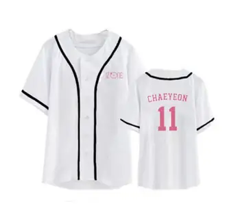 Naujas atvykimo izone nario vardas spausdinimo dainuoti krūtinėmis beisbolo marškinėliai kpop vasaros mados juodi/balti trumpomis rankovėmis t-shirt