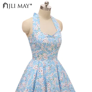 JLI GALI Vintage 50s apynasrio vyšnių suknelė braškių gėlių spausdinti šalis elegantiškas vasarą klasikinis Hepburn sūpynės stebėjimo rankovių