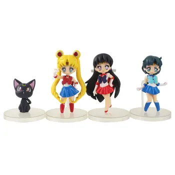 4.5-8cm 4pcs/set Sailor Moon Q Versija Pav Lėlės Tsukino Jupiteris Venera Merkurijus Usagi PVC Kolekcijos Modelis Žaislas