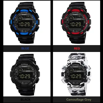 HONHX Vyrų Skaitmeninis LED Watch Dienos, 4 Spalvų, Prabangių Lauko Sporto Elektroninių Žiūrėti Vandeniui Signalizacijos Reloj Montre Hombre Relógio