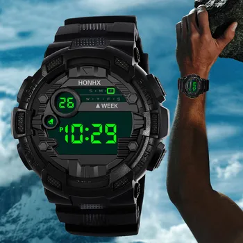 HONHX Vyrų Skaitmeninis LED Watch Dienos, 4 Spalvų, Prabangių Lauko Sporto Elektroninių Žiūrėti Vandeniui Signalizacijos Reloj Montre Hombre Relógio