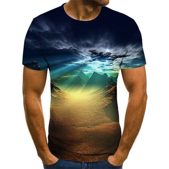 2020 naujas žvaigždėtas dangus vyriški T-shirt gražus žvaigždėtas dangus viršūnes 3D atspausdintas mados trumpas rankovėmis apvalios kaklo atsitiktinis marškinėliai