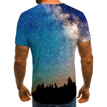 2020 naujas žvaigždėtas dangus vyriški T-shirt gražus žvaigždėtas dangus viršūnes 3D atspausdintas mados trumpas rankovėmis apvalios kaklo atsitiktinis marškinėliai