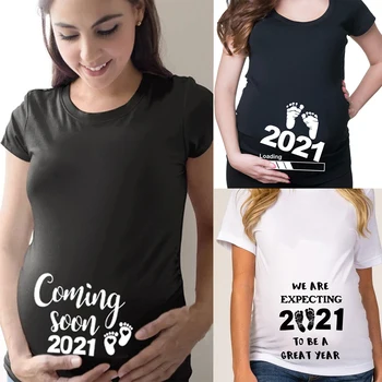Netrukus 2021 M. Moterims, Nėštumo T-Shirt Nėščia Skelbimas Mama Motinystės Drabužius Trumpomis Rankovėmis Mama, Rūbų, Grafinis Tees