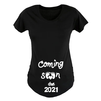 Netrukus 2021 M. Moterims, Nėštumo T-Shirt Nėščia Skelbimas Mama Motinystės Drabužius Trumpomis Rankovėmis Mama, Rūbų, Grafinis Tees