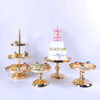 3Tier 6PCS Vestuvių Tortą Stovėti Nustatyti Aukso Veidrodis Metalo Cupcake Gražus Dėklas Desertas Ekranas Apdailos Įrankiai