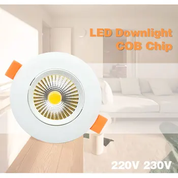 Led downlight šviesos COB Lubų Vietoje Šviesos 6w 220V 230V Reguliuojamas kampas lubų nišoje Apšvietimas Patalpų Apšvietimas
