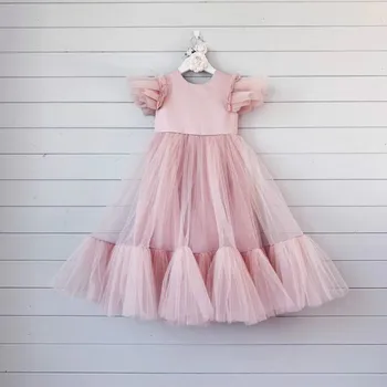 Baby Girl Dress Vaikų Mergaičių Princesė Suknelė Mergaitėms Vasarą Skristi Rankovės Tutu Sukneles Raukiniai Drabužius 2-11Yrs CA741