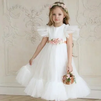 Baby Girl Dress Vaikų Mergaičių Princesė Suknelė Mergaitėms Vasarą Skristi Rankovės Tutu Sukneles Raukiniai Drabužius 2-11Yrs CA741