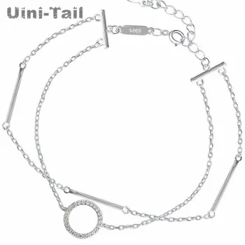 Uini-Uodega karšto naujas 925 sterlingas sidabro paprastos konstrukcijos ratas blizga dvigubą apyrankę asmenybės mados tendencija aukštos kokybės juvelyriniai dirbiniai