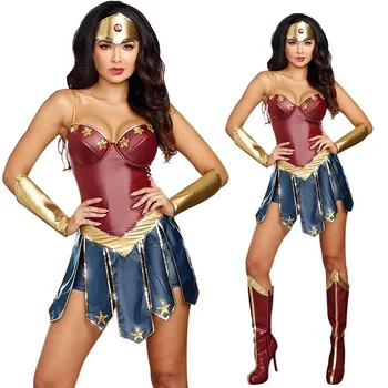 Suaugusiųjų Moterų Helovinas Kostiumas Wonderwoman Teisingumo Lyga COSPLAY Kostiumai Seksualus Super Herojus Drabužius Kalėdų Vakarėlį Išgalvotas Suknelė