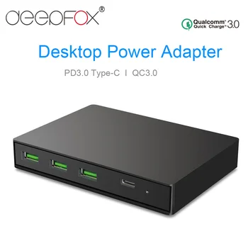 DeepFox 3-Port USB 3.0 Greitai Įkrauti Greitas Įkroviklis PD3.0 Tipas-C&QC3.0 Maitinimo Adapteris, Skirtas 