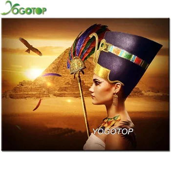 YOGOTOP Pilnas,Diamond Siuvinėjimo,Gręžimo Mozaika,5D,Diamond Tapybos karalienė Egiptas,Retro moteris,3d nuotraukų,vaizdo,3D,Amatų YY578