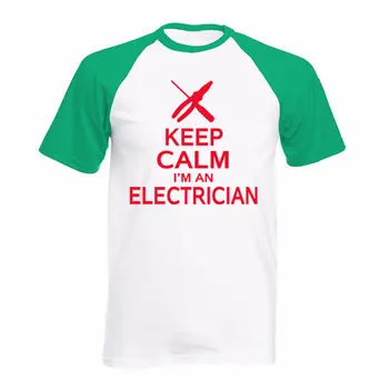 Naujas nusiraminkite, aš esu Elektrikas Marškinėliai Statybos Juokingas Laiškas Išspausdintas Viršų Tee Trumpas Vasaros Mados Vyrų T-Shirt EU Dydis