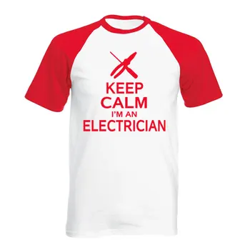 Naujas nusiraminkite, aš esu Elektrikas Marškinėliai Statybos Juokingas Laiškas Išspausdintas Viršų Tee Trumpas Vasaros Mados Vyrų T-Shirt EU Dydis