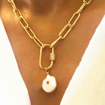 Moterų mados perlų karoliai pakabukas unikalios ovalo formos grandinės 2020 naujų gotikinio stiliaus openable sagtis pakabukas apykaklės pora papuošalai dovana