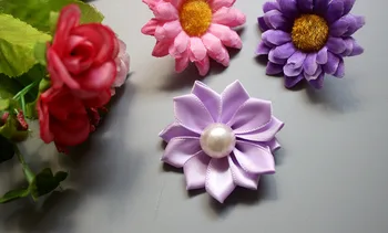 120pc/30 spalvų Perlų Centras Mini Satino Gėlių Satino Rozetės Lankelis,Juostelės Daugiasluoksnės Gėlės 1.5