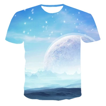 2021 vasaros naują 3D atspausdintas T-shirts mūsų nakties žvaigždėtą dangų modelis berniukų ir mergaičių kietas spalvų paprasta T-shirts