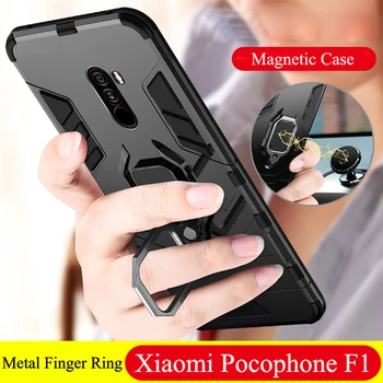 Šarvai Už Xiaomi Pocophone F1 Poco X3 NFC Atveju, atsparus smūgiams PC+TPU Galinio Dangtelio Poco F1 Atveju Magnetinio Laikiklio Žiedo Laikiklis Atveju