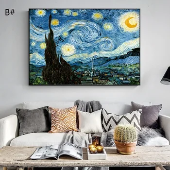 Van Gogh Žvaigždėtą Naktį Drobė Paveikslų Reprodukcija Ant Sienos Impresionistų Žvaigždėtą Naktį Drobė Nuotraukas, Kambarį(Be Rėmelio)
