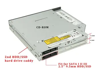 9.5 mm 2 SATA Kietąjį Diską HDD SSD Talpyklos Caddy Lenovo G500s G505s Ideapad P400 Z500 Z500t Z510 Z510t
