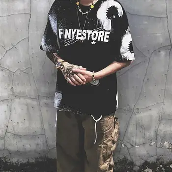 Aelfric Eden Grafiti Raštas Spausdinti Hip-Hop Marškinėliai Streetwear Vyrų 2020 Metų Vasaros Atsitiktinis Tshrt Trumpas Rankovės Harajuku Negabaritinių Viršūnės