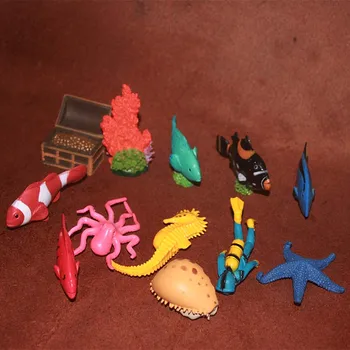 Kietojo pvc pav imitavimo modelį žaislas dovana jūros gyvūnai tropinių žuvų, koralų narai duomenų Bazę, 12pcs/set