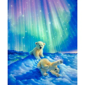 3d Full Diamond Siuvinėjimo Namų Dekoro Deimantų Mozaika, Tapyba Įdėti Nuotraukų Aikštėje Gręžimo Šiaurės Pašvaistė polar bear Kūdikiui