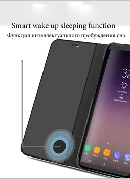 Veidrodis, Flip Case For Samsung Galaxy Note 8 S6 S7 Krašto S8 Plius J3 Skyrius J5 J7 2017 Clear View Lange Smart Cover 