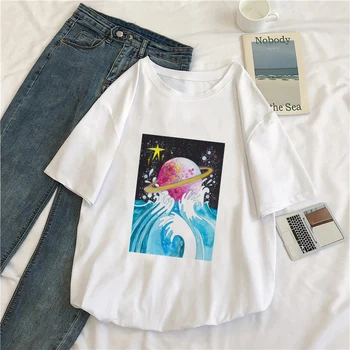 Mados Atsitiktinis Astronautas T-shirt Astronautas Marškinėliai Ir Ponios Gatvės Drabužių Hip-Hop trumpomis Rankovėmis Drabužius Animacinių filmų Vasaros T-shirt