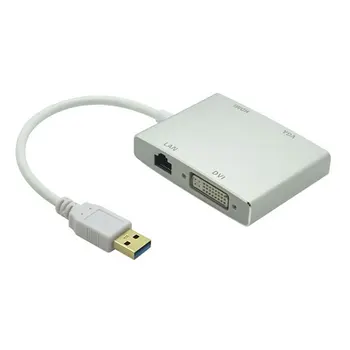 Super Greitis USB 3.0 USB3.0 Stebulės 4K HDMI VGA DVI RJ45 10/100/1000 Gigabit Ethernet Lan 4in1 Vaizdo Adapteris Keitiklis Kabelis