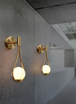 Šiaurės asmenybės kūrybos kambarį metalo sienos lempos mados modernus minimalistinis modelis naktiniai stiklo siena lempos miegamasis