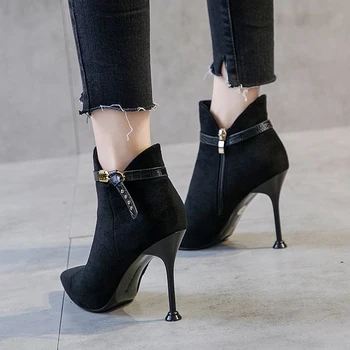 Cresfimix moterų mados aukštos kokybės black suede pusėje zip rudens batai lady klasikinis smėlio žiemos trumpas batai a6486