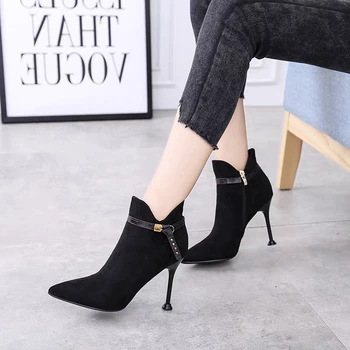 Cresfimix moterų mados aukštos kokybės black suede pusėje zip rudens batai lady klasikinis smėlio žiemos trumpas batai a6486